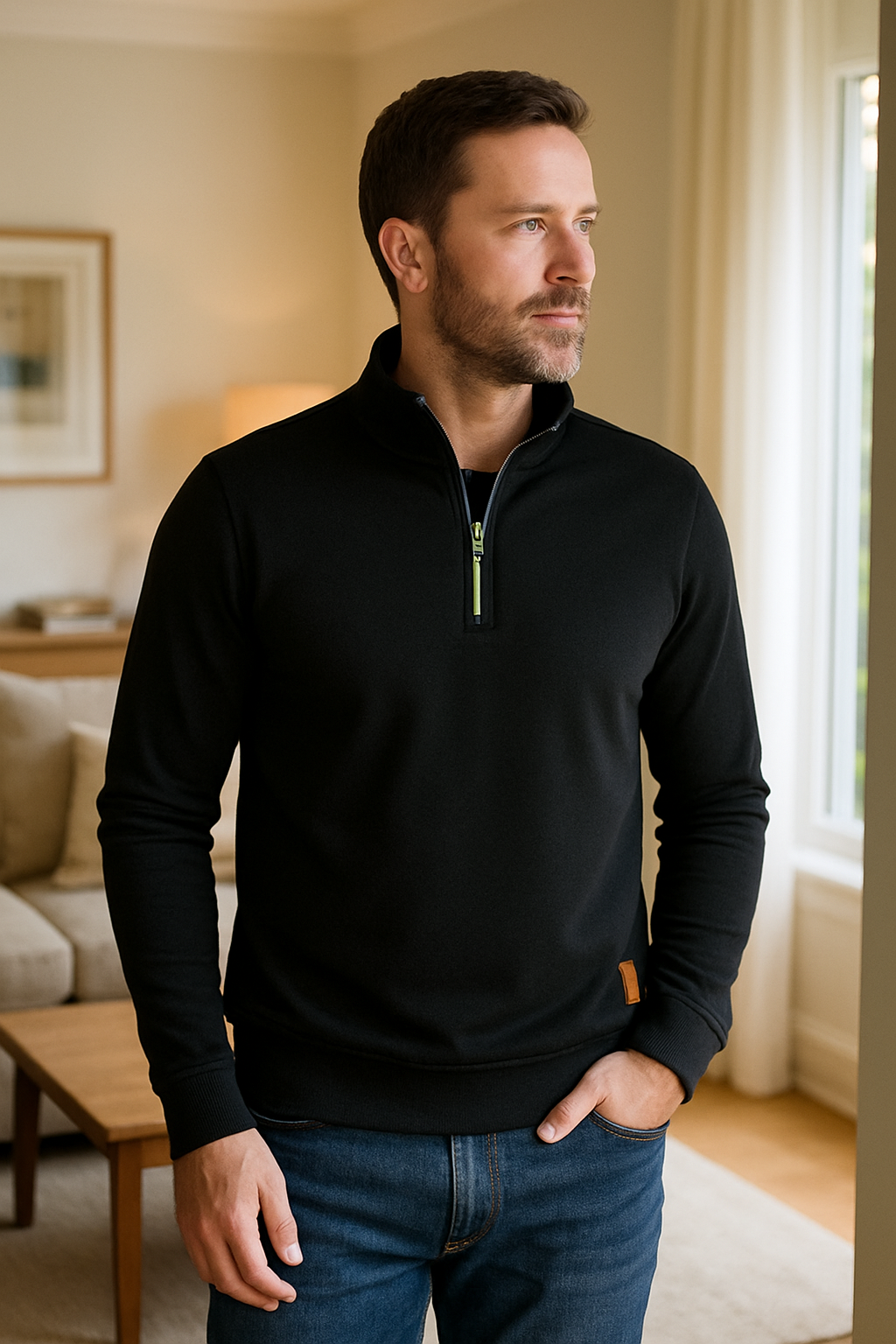 Casaco Gola Alta Autum Com Meio Zíper e Design Único Original (Você Ganha Um Relógio De Luxo Quartzo Deyros de Brinde)