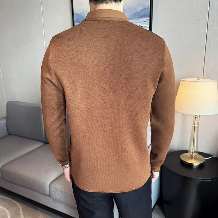 (KIT ÉLEGANCE SUPREME QUALITY A+) CAMISA JOHN KARLO PREMIUM COM EFEITO CARDIGAN E DESIGN DE SOBREPOSIÇÃO + RELÓGIO DE LUXO Á PROVA D'ÁGUA MARCA CURREN ORIGINAL