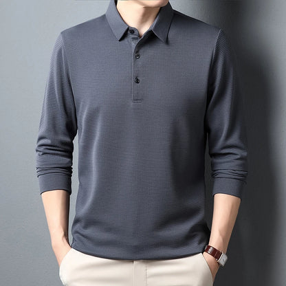 Camisa Polo Comprida Vanguard Sofisticada (Você Ganha Um Relógio Com Pulseira de Aço Inoxidável de Brinde)