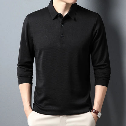 Camisa Polo Comprida Vanguard Sofisticada (Você Ganha Um Relógio Com Pulseira de Aço Inoxidável de Brinde)