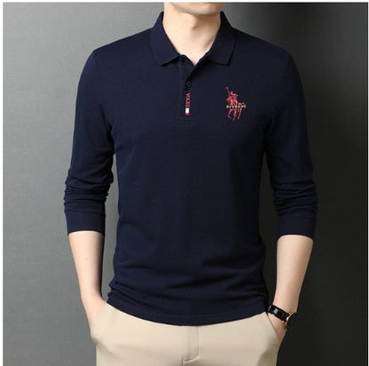 Camisa Comprida Polo Vogue Bordado Coreano Original [Você ganha o Relógio Minimalista de Brinde]
