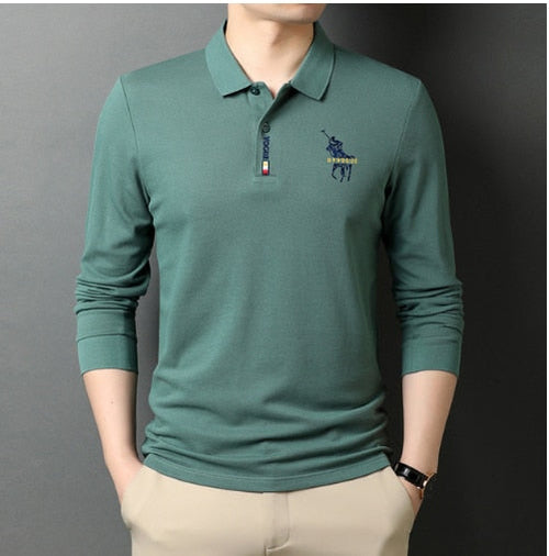 Camisa Comprida Polo Vogue Bordado Coreano Original -  (Você ganha o Relógio Minimalista de Brinde)