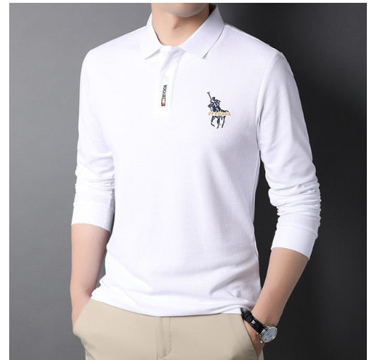 Camisa Comprida Polo Vogue Bordado Coreano Original [Você ganha o Relógio Minimalista de Brinde]