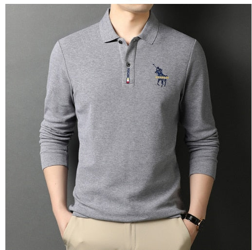 Camisa Comprida Polo Vogue Bordado Coreano Original [Você ganha o Relógio Minimalista de Brinde]