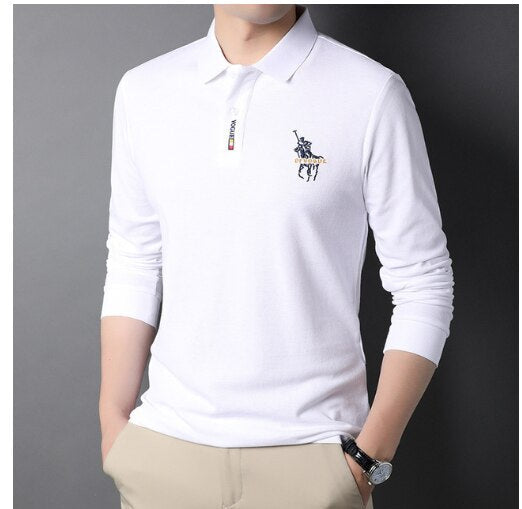 Camisa Comprida Polo Vogue Bordado Coreano Original -  (Você ganha o Relógio Minimalista de Brinde)
