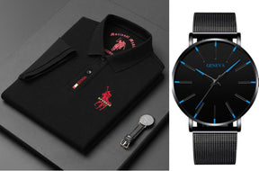 Camisa Polo Vogue Bordado Coreano Original (Você ganha o Relógio Minimalista de Brinde)
